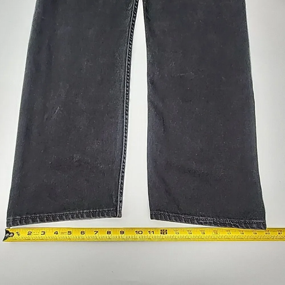 Levi's 505 Denim Jeans Black Wash Men Sz 42 x 30 Red Tab Cotton Regular Fit Zip